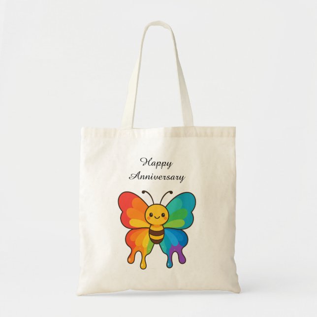 Tote Bag Arc-en-ciel - Bon anniversaire (Devant)