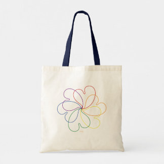 Tote Bag Arc-en-ciel coloré sur la fleur coeur chic blanc