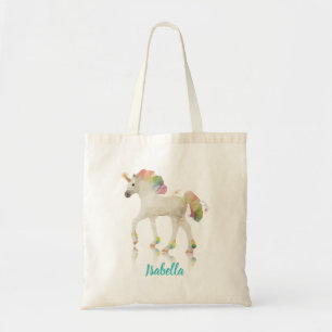 Tote Bag Arc-en-ciel coloré Unicorn Nom Polygone Budget Fou