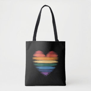 Tote Bag Arc-en-ciel de fierté Impression de cœur LGBT Fier