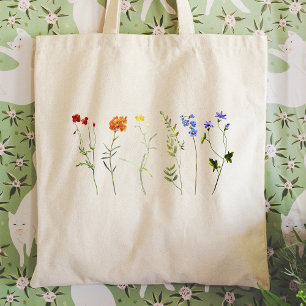 Tote Bag Arc-en-ciel de fleurs sauvages Fierté LGBTQ