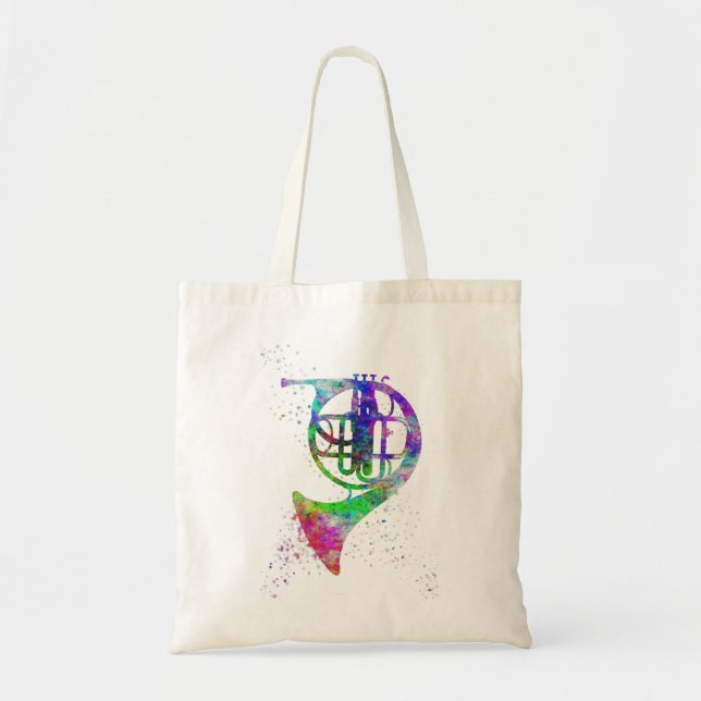 Tote Bag Arc-en-ciel de la Corne française sur noir3 (Devant)