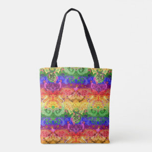 Tote Bag Arc-en-ciel Dragon Damask - Couleurs Gay pride