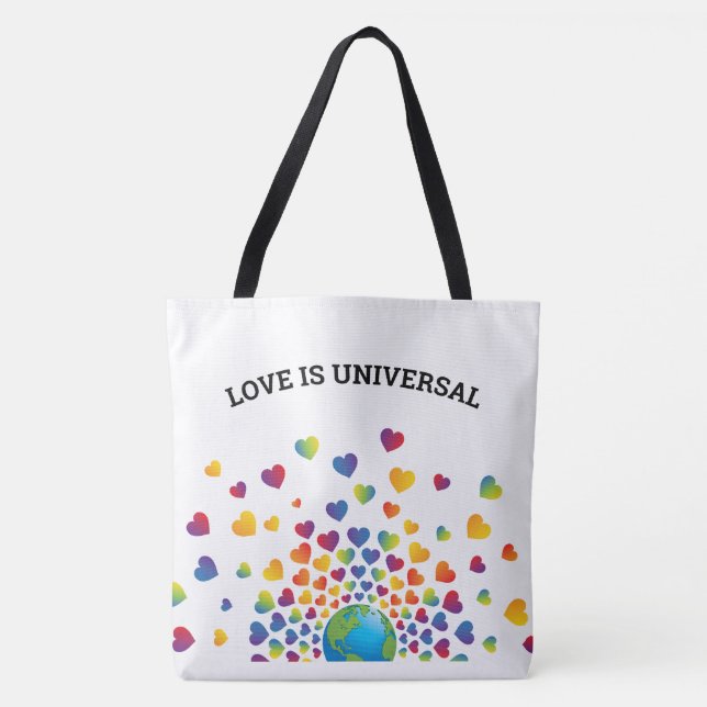 Tote Bag Arc-en-ciel élégant de cœurs design (Devant)