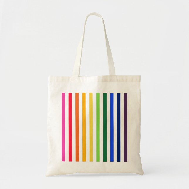 Tote Bag Arc-en-ciel et rayures blanches (Devant)