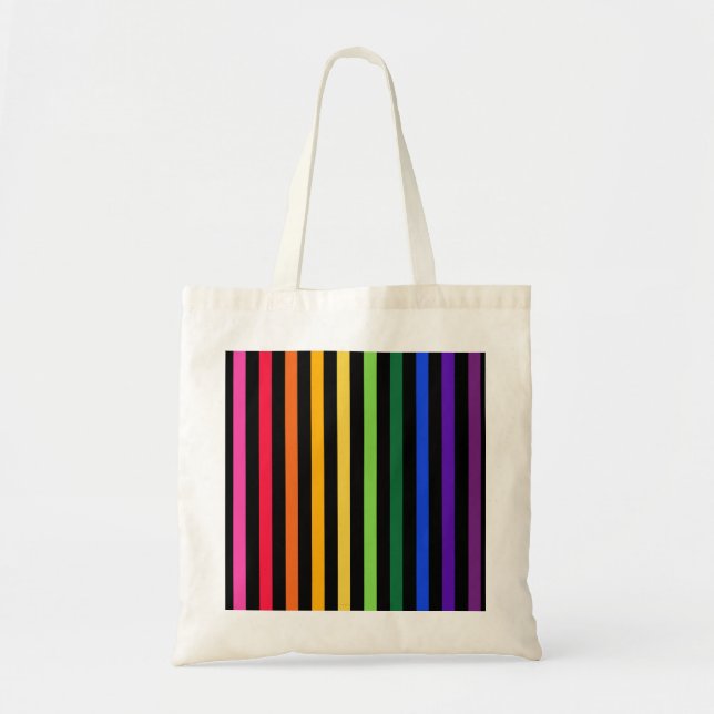 Tote Bag Arc-en-ciel et rayures noires (Devant)