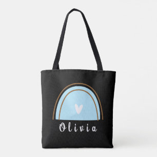 Tote Bag Arc-en-ciel minimaliste Boho avec nom personnalisé