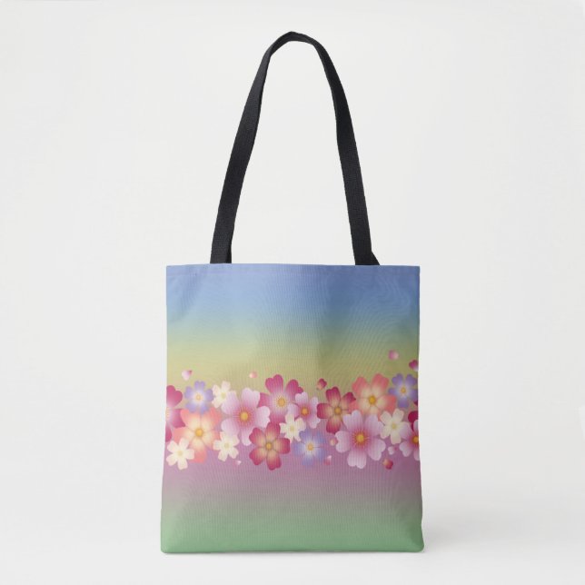 Tote Bag Arc-en-ciel mixte Sakura Blossoms Kimono Style (Devant)