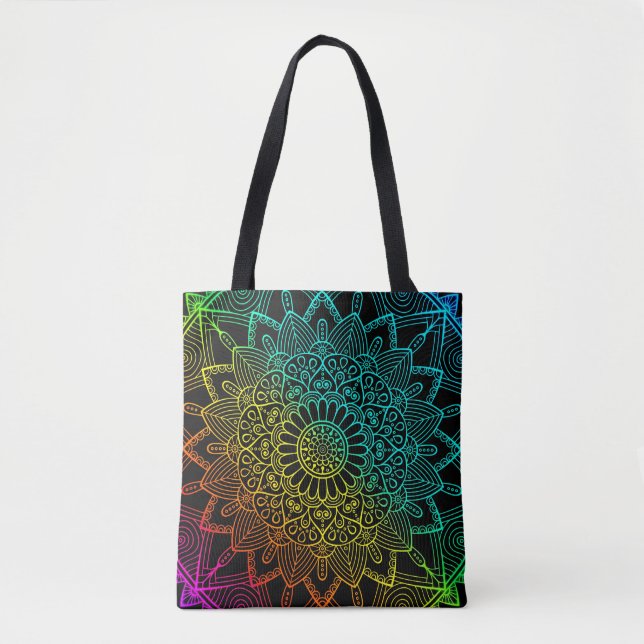 Tote Bag Arc-en-ciel noir  (Devant)