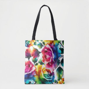 Tote Bag Arc-en-ciel Rose vibrant coloré Floral