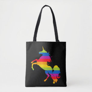 Tote Bag Arc-en-ciel Unicorne rayures colorées