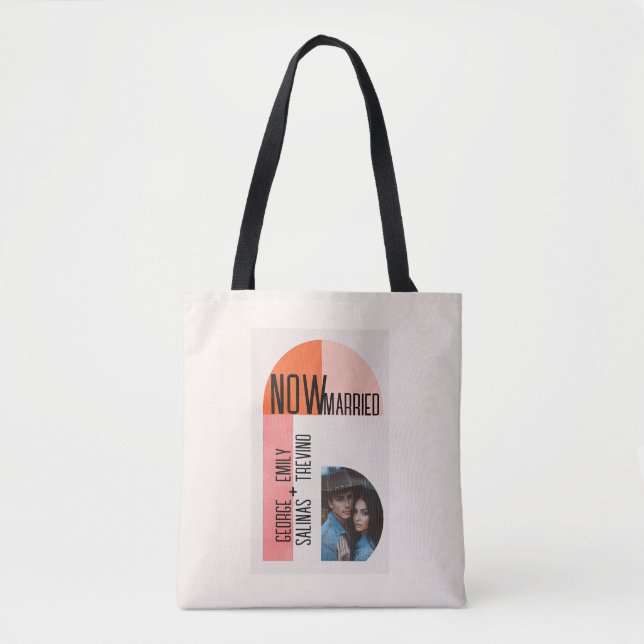 Tote Bag Arc moderne, orange et rose, Espace photo, (Devant)