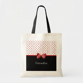 Tote Bag Arc rouge et noir Girly de coeurs de point de