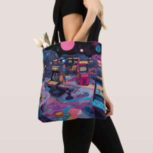 Tote Bag Arcade Rétro Futuriste dans l'Espace