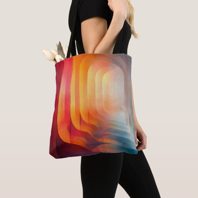 Tote Bag Arches Rétro Lumineuses – Abstraction de la Mi-Siè (De près)