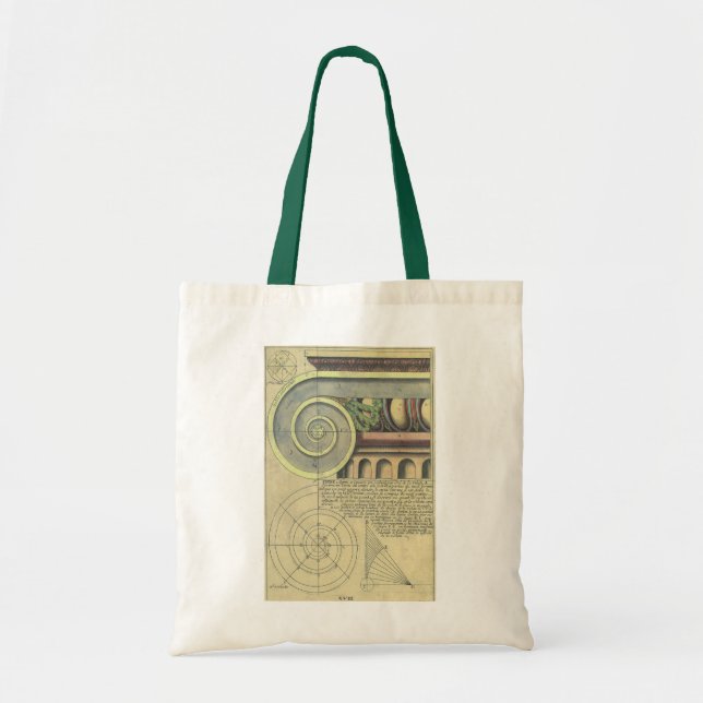 Tote Bag Architecture vintage ; Capital Volute par Vignola (Devant)
