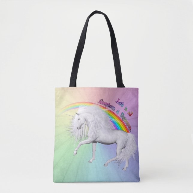 Tote Bag Arcs-en-ciel et licornes (Devant)