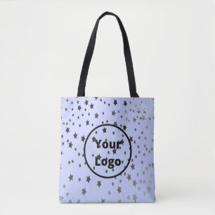 Tote Bag Argent et étoiles noires sur bleu