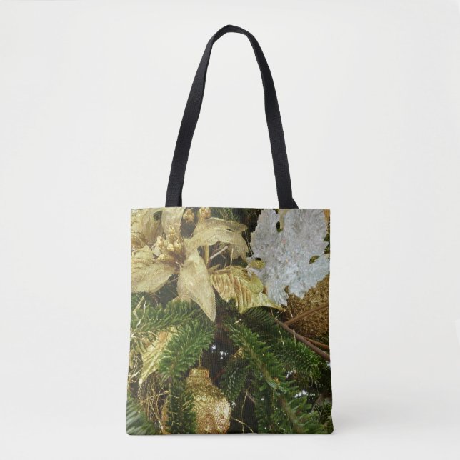 Tote Bag Argent et or Noël Arbre II (Devant)