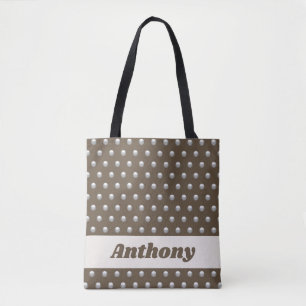 Tote Bag Argent métallique moderne et point de polka Brown