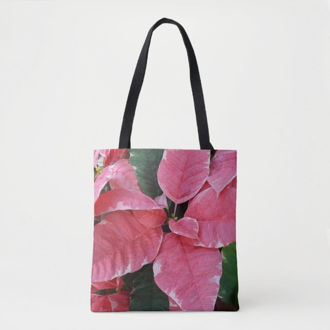 Tote Bag Argent Star Marbre Poinsettias Pink Holiday Floral (Devant)