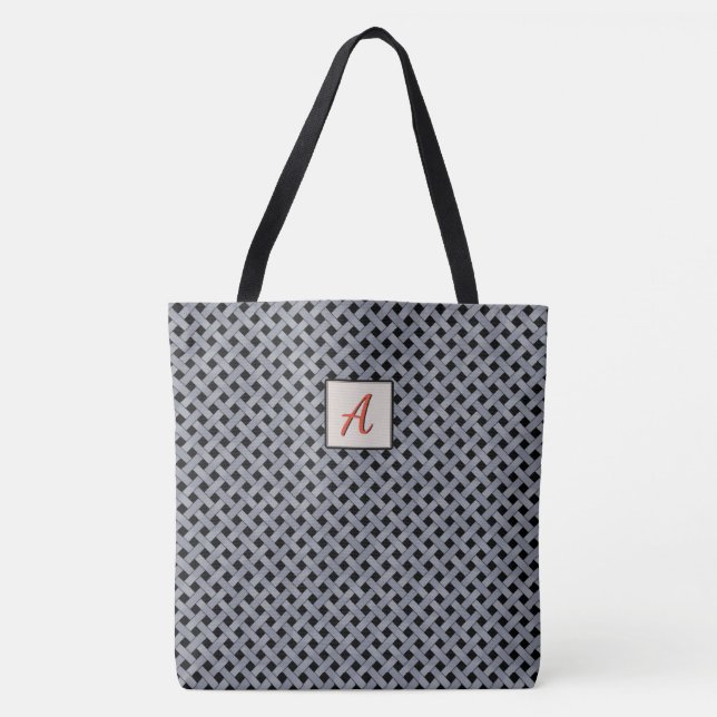 Tote Bag Argent tissé graphique sur monogramme couleur pers (Devant)