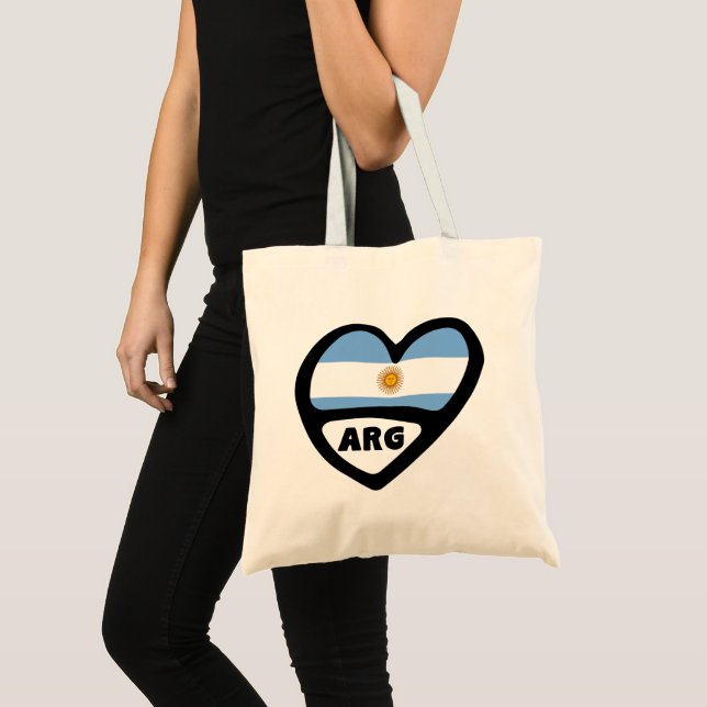 Tote Bag Argentine Code du pays Drapeau Épingle de coeur Ba (Devant (produit))