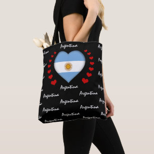 Tote Bag Argentine Flag, Heart Argentina Flag mode/sport