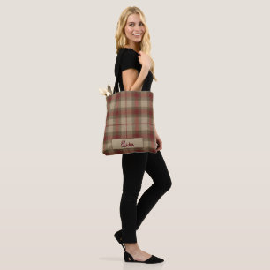 Tote Bag Aria Grace Olive & Wheat Motif Carreaux Rustique N