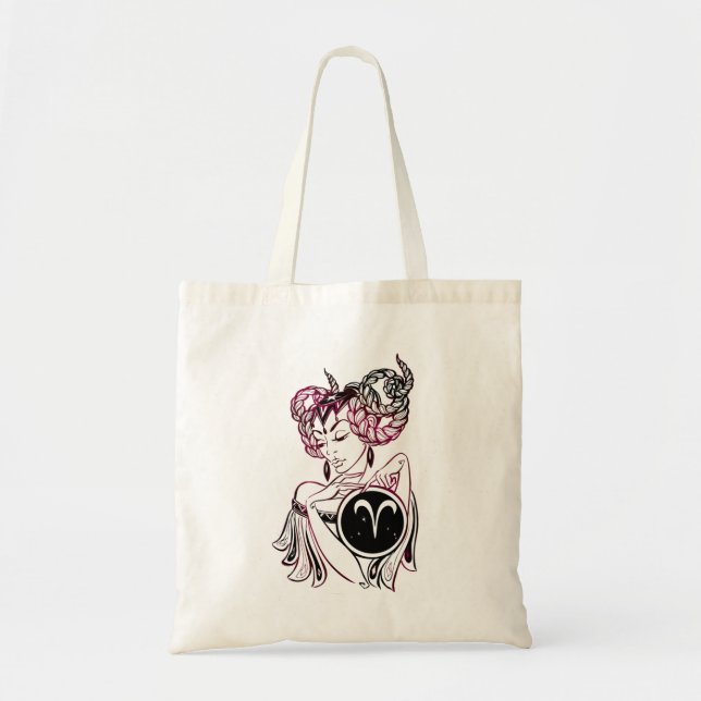 Tote Bag Aries Art Deco Lady (Devant)