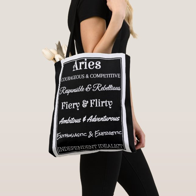Tote Bag Aries Traite noir et blanc (De près)