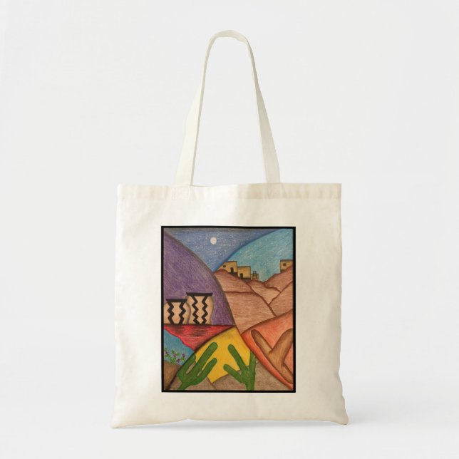 Tote Bag Arizona Désert Sud-Ouest Cactus Coloré (Devant)