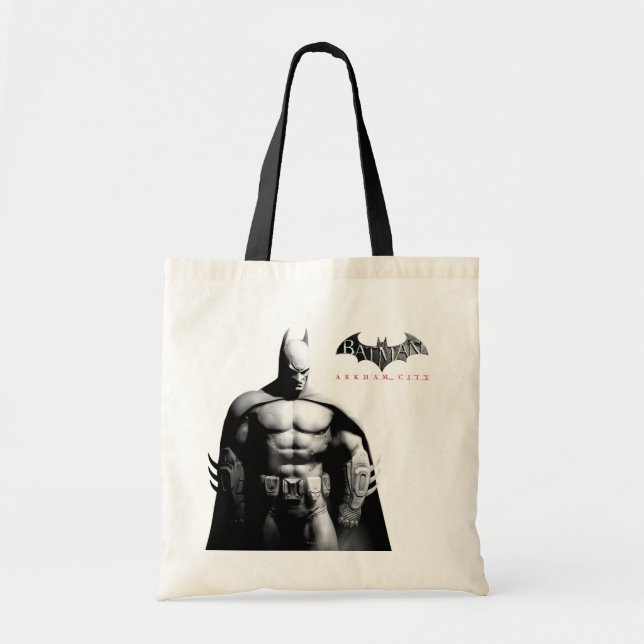 Tote Bag Arkham City | Batman Black and White Wide Pose (Devant)