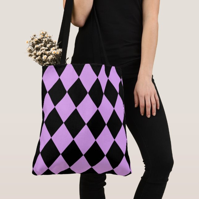 Tote Bag Arlequin rose et noir (De près)