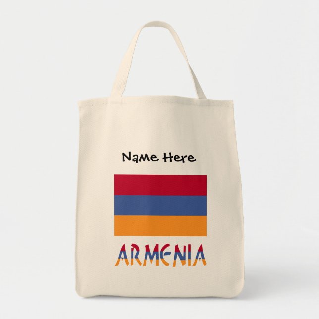 Tote Bag Arménie - Drapeau noir Personnalisation (Devant)