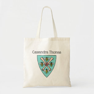 Tote Bag Armoiries Vintage 4 Abeilles Rouleaux sur Bouclier