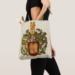 Tote Bag Armoiries vintages allemandes Brown et d'or Gemini