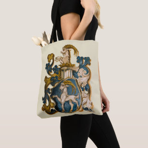 Tote Bag Armoiries vintages de l'Allemagne bleu et or Capri