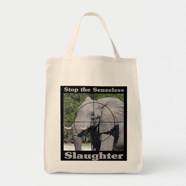Tote Bag Arrêter l'abattage-éléphant (Devant)