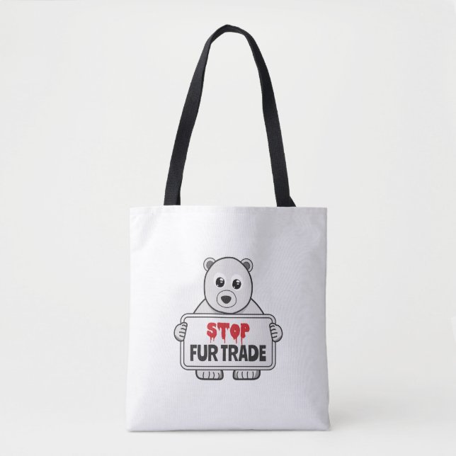 Tote Bag Arrêter le commerce de fourrures Sad Ours Polaire (Devant)