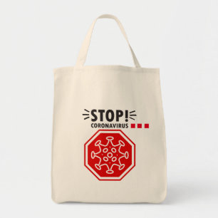 Tote Bag Arrêtez Coronavirus ! Poignée de bosse du coude,