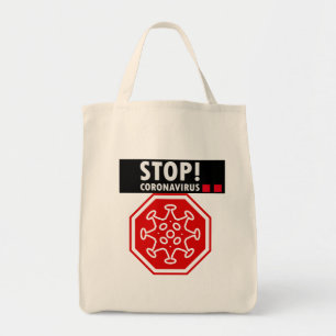 Tote Bag Arrêtez Coronavirus ! Poignée de bosse du coude,