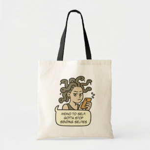 Tote Bag Arrêtez d'envoyer des selfies, drôle Medusa mythol