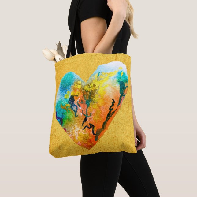 Tote Bag Arrière-coeur graffiti doré (De près)