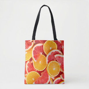 Tote Bag Arrière-fond orangé et pamplemousse frais