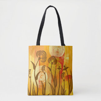 Tote Bag Arrière - plan à fleurs orange