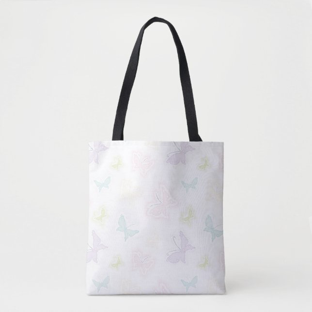 Tote Bag Arrière - plan avec des papillons dans l'aquarelle (Devant)
