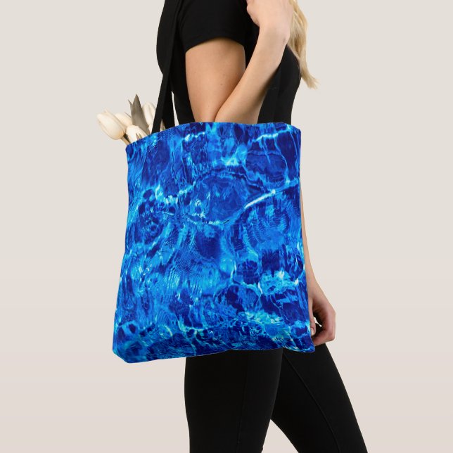 Tote Bag Arrière - plan Bleu Et Blanc (De près)