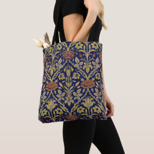 Tote Bag Arrière - plan bleu Morris Rose et Motif de fleurs