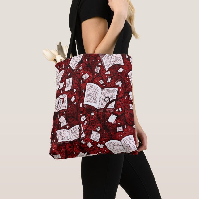 Tote Bag Arrière - plan de livres rouges (De près)